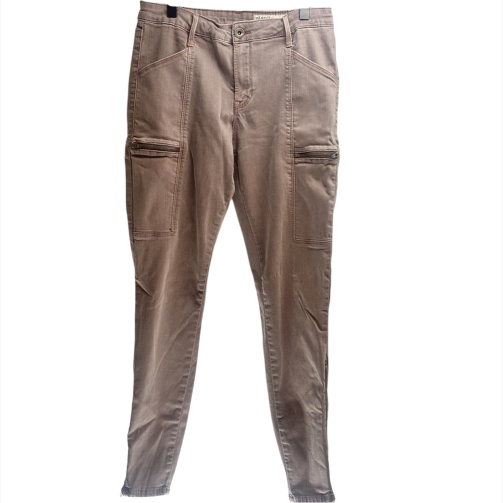 Pistola Hunter Skinny Cargo Zipper Cropped Tencel Pants US Size 30 Gray Pink